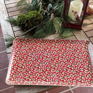Vintage Christmas holly serving tray